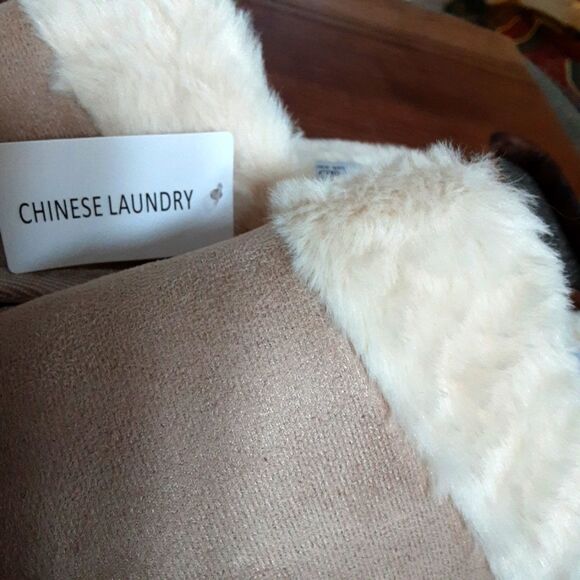CHINESE LAUNDRY Scuffs Soft Taupe Faux Fur sz 8 NWT - Picture 4 of 9